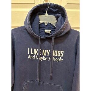 Port Company Heavy Blue Hoodie cotton polyester EUC  Dogs M